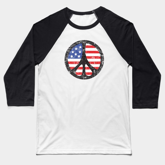 Peace Sign Circle with Flag Background Baseball T-Shirt by artbitz